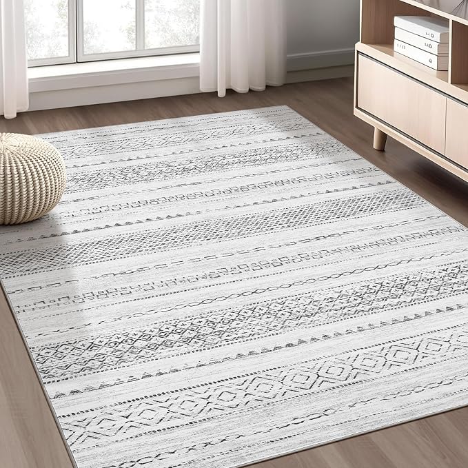 Nakagishi Area Rug Living Room Rugs: 3x5 Soft Machine Washable Boho Neutral by NakagishiAreaRug