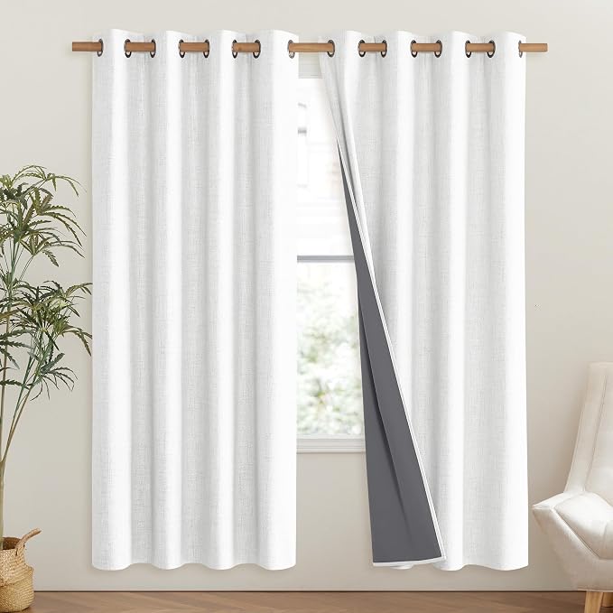 NICETOWN 100% Absolutely Blackout Linen Curtains - Image 2