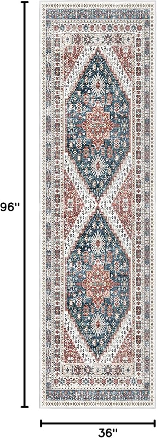 Madane Hallway Runner 3x8, Kitchen Rugs Washable Entryway Rug Vintage Kitchen - Image 2