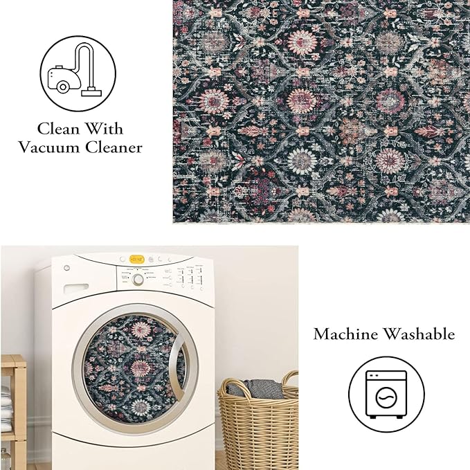 Lahome Moroccan Round Area Rugs, Washable Small Round Rug 3ft Non-Slip | - Image 4