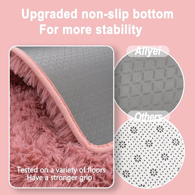 Soft Runner Rugs for Bedroom Hallways, 2x5 Blush Pink Fluffy Shag Throw Area - Image 6