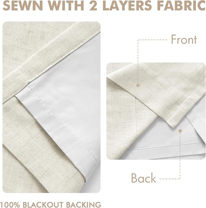 MIULEE Natural Extra Wide Pinch Pleated Blackout Curtains 60x96 Inches | Memory - Image 5