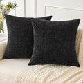 MIULEE Pack of 2 Black Throw Pillow Covers 16x16 Inch Soft Chenille Pillow by MIULEE