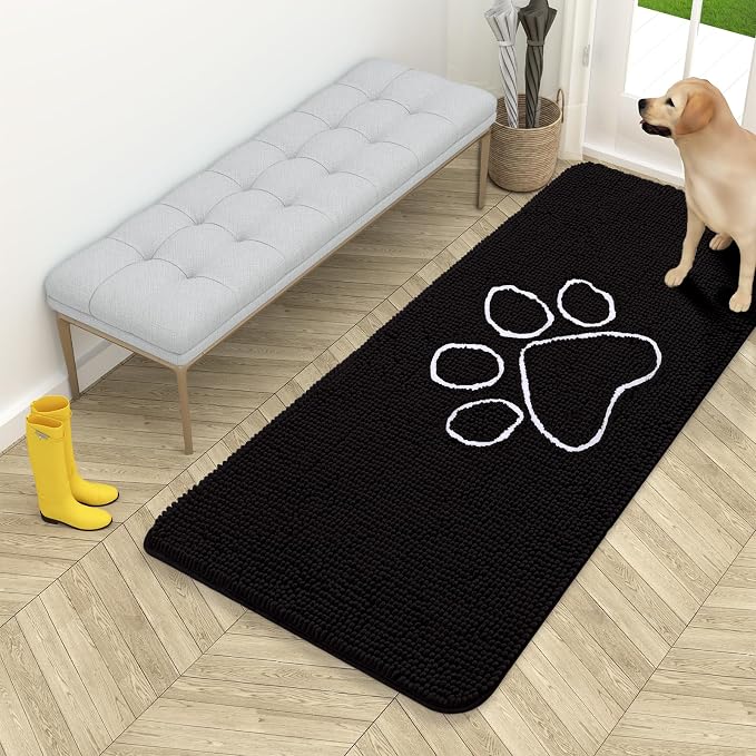 OLANLY Dog Door Mat for Muddy Paws 54x24, Paw Print Design, Absorbs Moisture by OLANLY