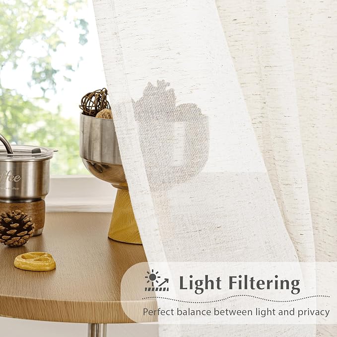 FMFUNCTEX Linen Sheer Pinch Pleated Curtains - Image 3