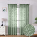 Lecloud Leia Living Room Sheer Curtains 84 Inches Long 2 Panels, Sage Green by Lecloud