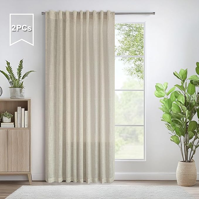 Pitalk 60 Inch Wide Curtains for Boys Bedroom Teen Girls 90 Inches Long Linen - Image 2