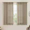 LAMIT Taupe Linen Curtains 54 Inch Length 2 Panels, Light Filtering Panels Back by LAMIT