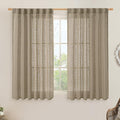 LAMIT Semi Sheer Linen Curtains 45 Inches Long, Light Filtering Panels Back Tab by LAMIT