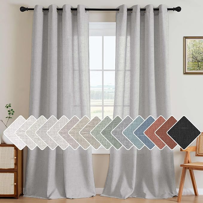 H.VERSAILTEX 2 Pack Ultra Luxurious High Woven Linen Elegant Semi Sheer Curtain by HVERSAILTEX