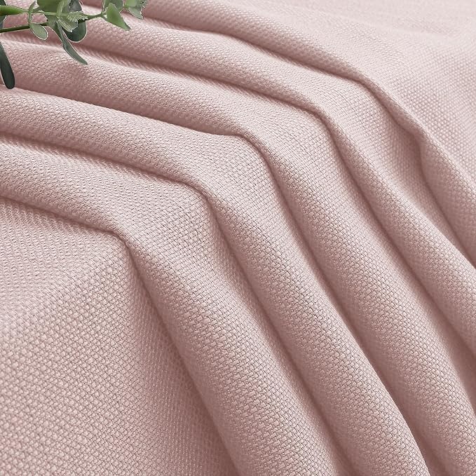 OWENIE Bob Valance Curtains 18 Inch Length 1 Piece, Faux Linen Slub Solid Blush - Image 3