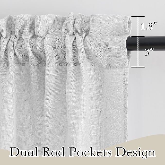 RYB HOME Linen Textured Wave Pattern Sheer Valance Curtains, Contemporary Semi - Image 5