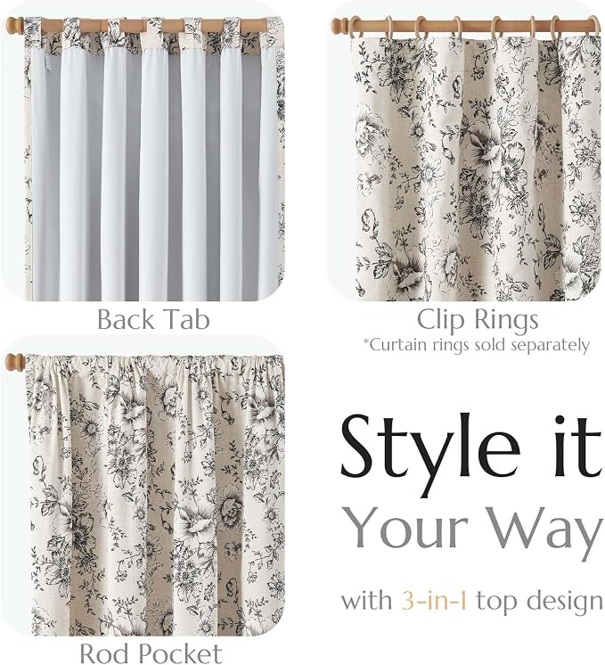jinchan Blackout Floral Curtains - Image 4