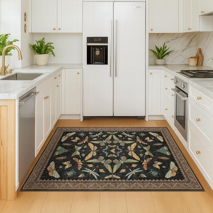 Insect Print Washable 4x6 Entryway Rug - Image 8