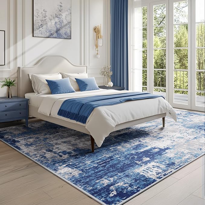 Washable Area Rugs 9'x12' Non-Slip Modern Abstract Soft - Image 9