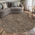 5x5 Washable Round Rug for Living Room Bedroom Vintage Brown Soft Low Pile by WondRg