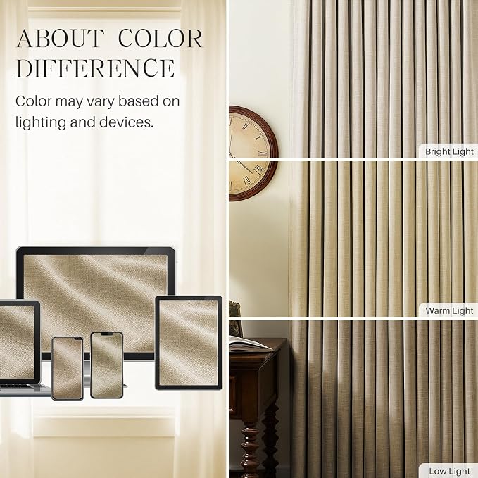 AUSSPVOCT Pinch Pleated 90 Inch Linen Curtains 100% Blackout - Image 8