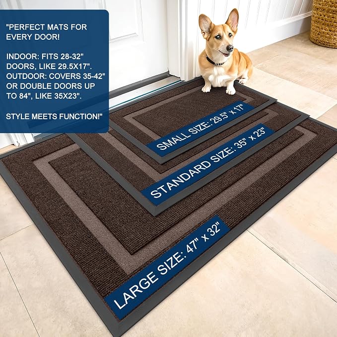 OLANLY Front Door Mat Outside 47x23, All-Season Heavy-Duty Rubber Doormat | - Image 2