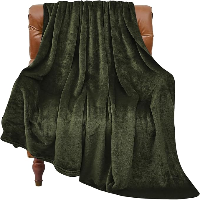 BEDELITE Fleece Blanket Twin Size Olive Green Throw Blankets by BEDELITE