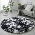 Amdrebio Black White Grey Round Rug 5Ft Circle Area Rugs by Amdrebio