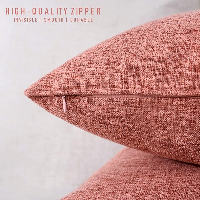 HPUK Linen Throw Pillow Covers Pack of 2, 18x18 Inch Accent Cushion Covers - Image 4