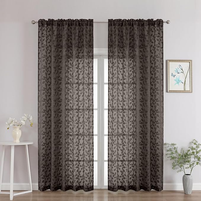 Chyhomenyc Chocolate Sheer Curtains 90 Inch Length 2 Panels Set, Light by Chyhomenyc
