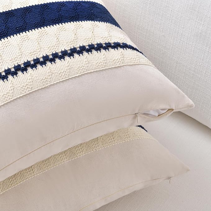 Fancy Homi Set of 1 Navy Blue Big Decorative Throw Pillow Covers 24x24 Inch - Image 3