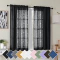 Simplebrand Black Semi Sheer Curtains 45 Inch Length 2 Panels, Geometric by Simplebrand