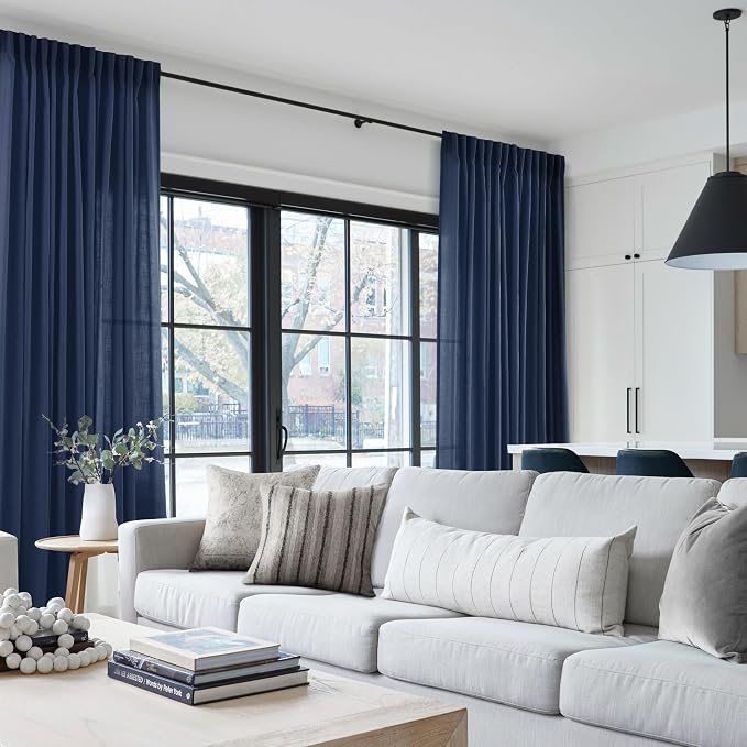 Navy Blue Curtains 102 inch Length - Image 7