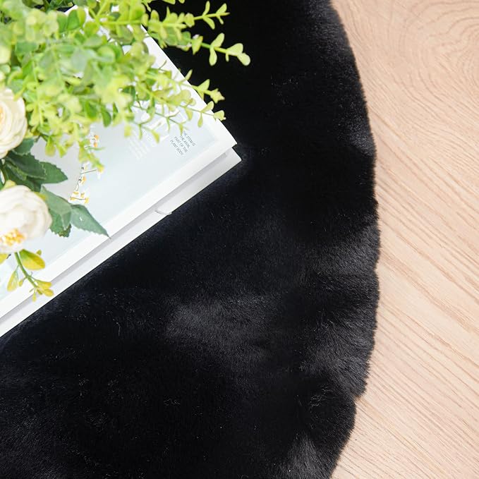 ORINOVA Black Rabbit Shaggy Fur Rug - Image 8