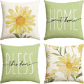 AVOIN colorlife Home Sweet Home Spring Summer Flowers Green Throw Pillow Covers by AVOINcolorlife