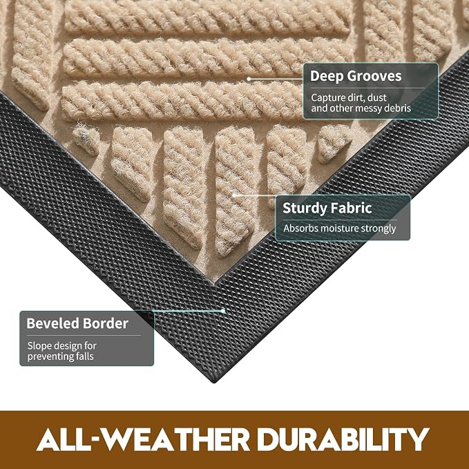 Front Door Mat, Heavy Duty Waterproof Doormat 29.5"x17", Stain Fade Resistant - Image 2