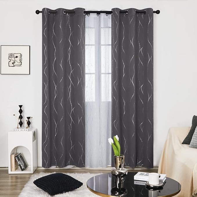 Deconovo Grey Blackout Curtains - Image 2