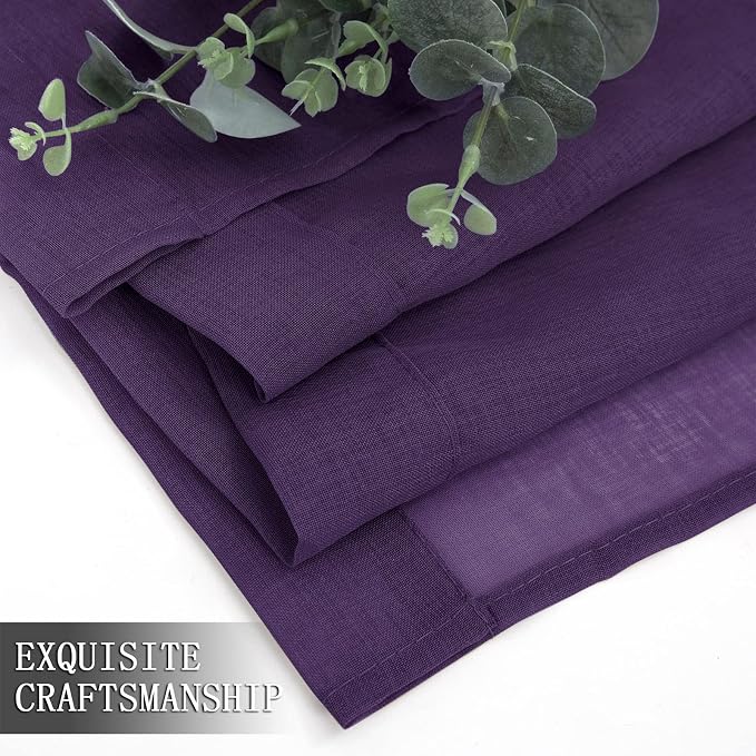 Tollpiz Short Sheer Curtain Living Room Linen Textured Curtains Sheer Light - Image 7