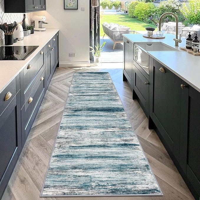 KOZYFLY Modern Abstract Hallway Runner Rug, 2.6x10 Washable Rug Runner Non-Slip - Image 3