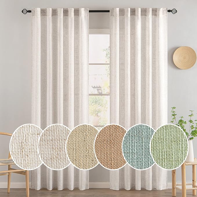 MIULEE White Linen Curtains 84 Inch Length 2 Panels - Image 2