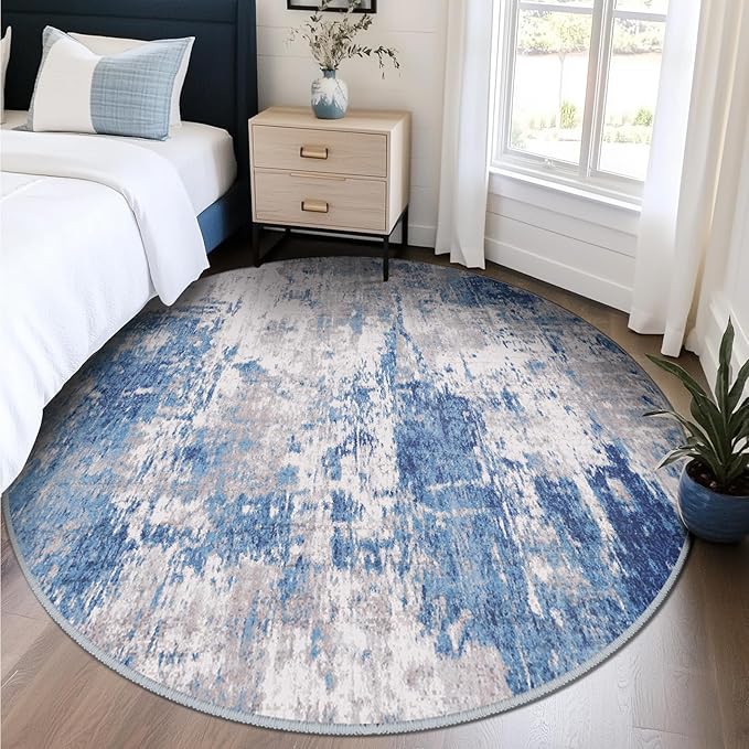 Washable Area Rugs 8ft Non-Slip Modern Abstract Soft - Image 2