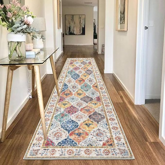 HEBE Hallway Runner Rug 2'8''x8' Washable Vintage Distressed Area Rugs Non Slip - Image 6
