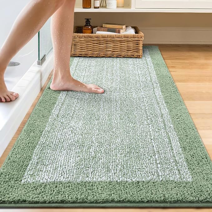 60x24 Long Bathroom Rugs Washable Non Slip, Soft Absorbent Quick Dry Mats - Image 2