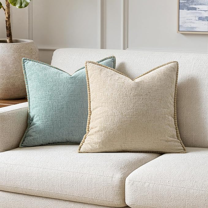 MIULEE Decorative Couch Throw Pillow Covers 20x20 Inch Beige 2 Pack | Neutral - Image 4