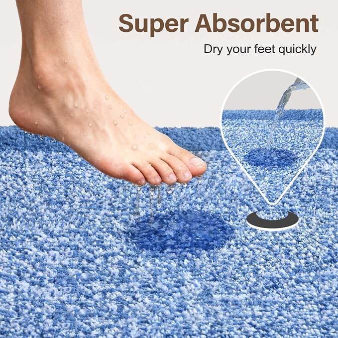 Bathroom Rugs 24x17 Non Slip Washable, Soft Absorbent Quick Dry Mats - Image 7