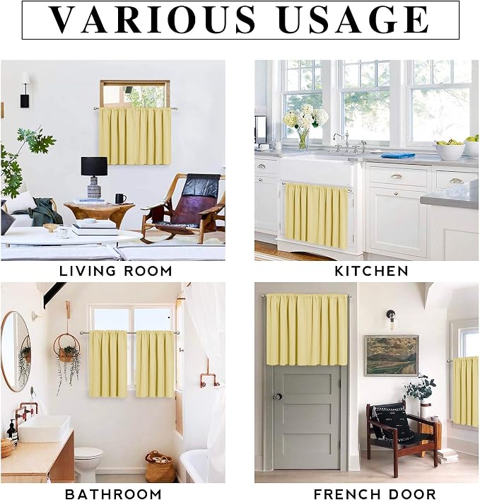 RYB HOME Short Light Yellow Curtains - Image 6