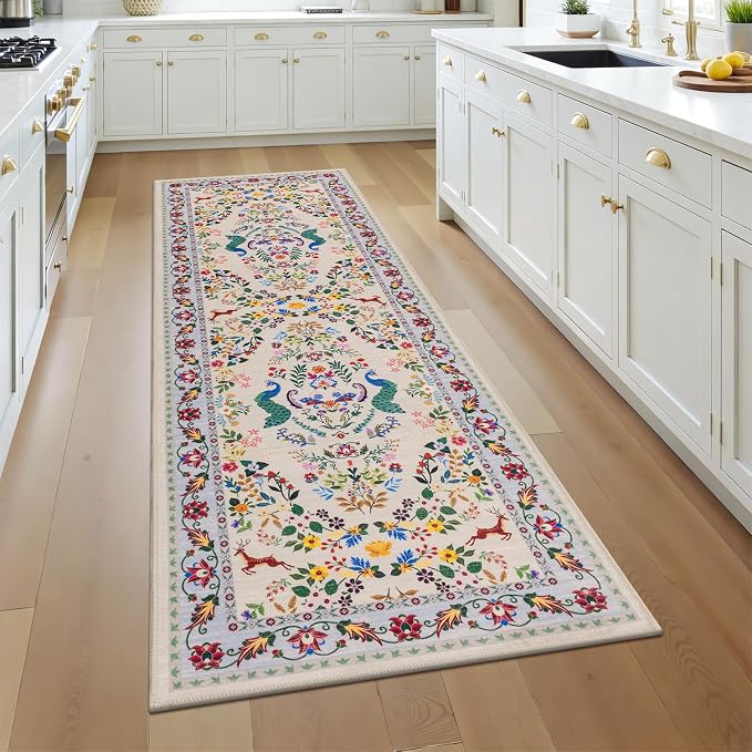 HEBE Washable Hallway Runner Rug 2'x 6' Non Slip Kitchen Rugs Runner, Low Pile by HEBE