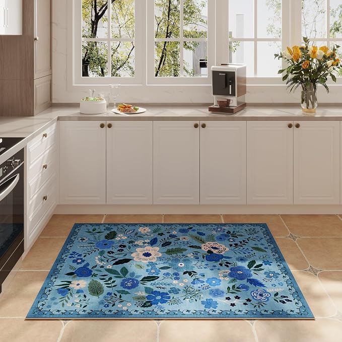 Rugcomf Door Mat Indoor Entrance 2x3 Rug Machine Washable Boho Floral Small - Image 5