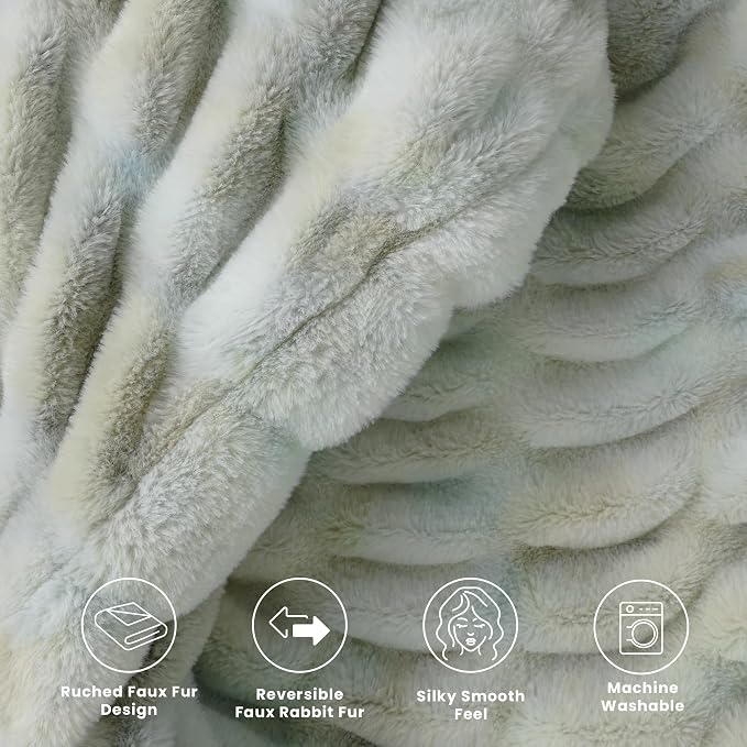 Ultra Soft Cozy Faux Fur Throw Blanket, Fuzzy Plush Thick Fur Blanket, Oversize - Image 5