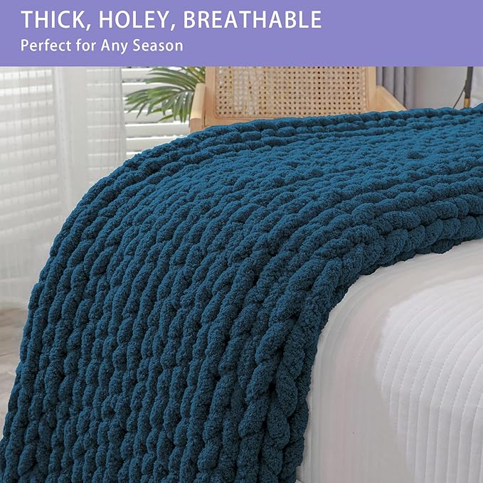 Bigacogo Chunky Knit Throw Blanket - Image 5