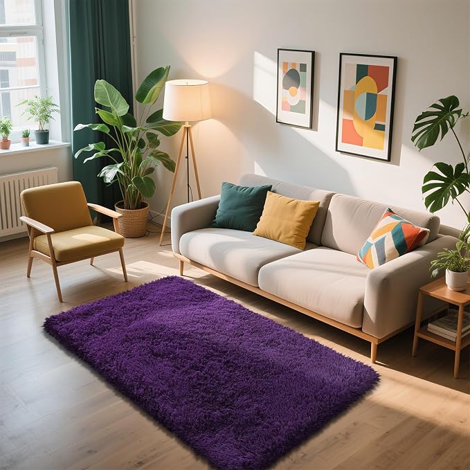 Shag Area Rug for Bedroom 3x5, Soft Fuzzy Rug Non-Shedding Indoor Plush Carpet - Image 2