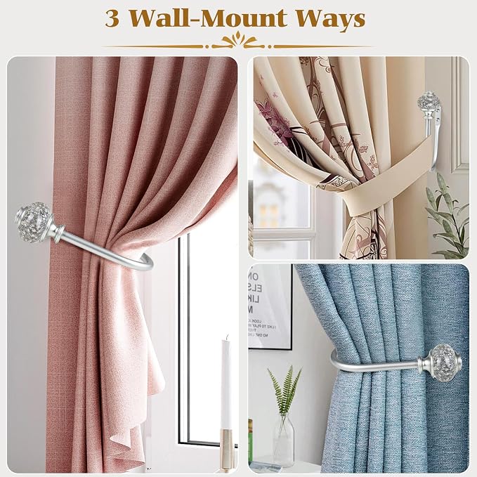 2 Pack Silver Curtain Holdbacks, USFOOK Decorative Drapery Tiebacks, Curtain - Image 6