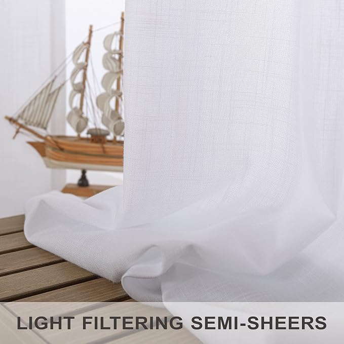 White Linen Curtains 108 Inches Long - Image 3