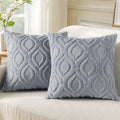 decorUhome Throw Pillow Covers 18x18 Inch Set of 2, Soft Plush Faux Wool Blue by decorUhome